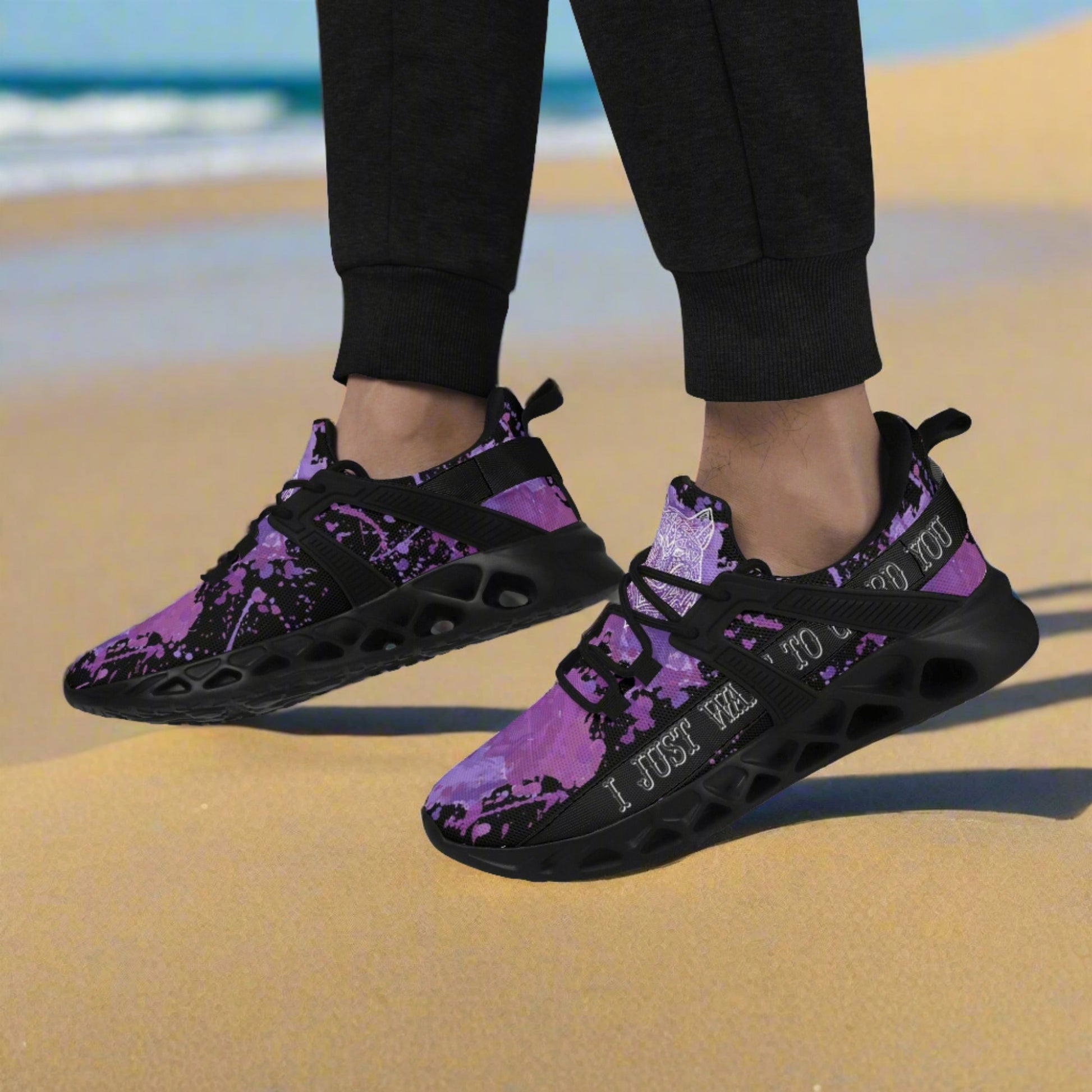 Purple Rain! Mens New Elastic Sport Sneakers - AGTC