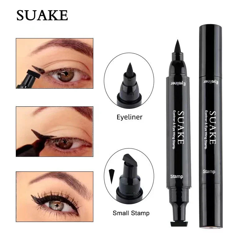 Winged Perfection: 2-in-1 Liquid Eyeliner with Double-Headed Stamp for Effortless Glam - AGTC