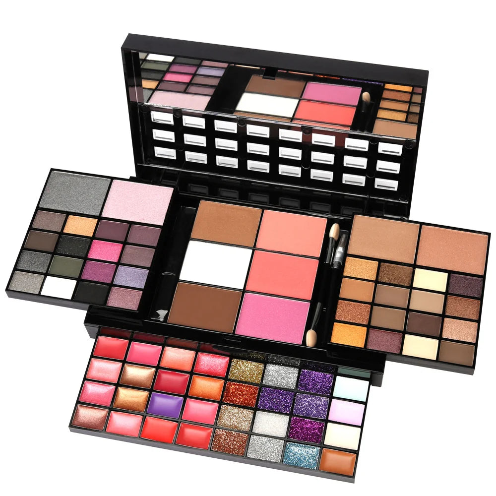 74-Color Makeup Set: Eyeshadow & Lip Gloss Combo - AGTC