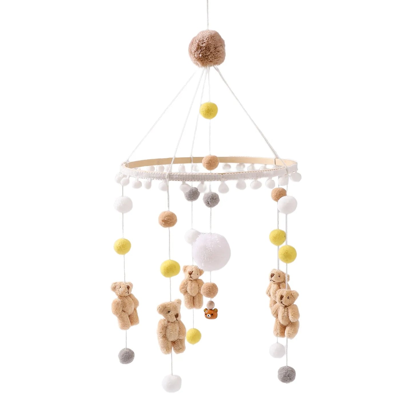 Musical Marvel: Baby Rattle Toy and Wooden Mobile for Crib Bed - Newborn Music Box, Bed Bell Hanging, Perfect Infant Crib Entertainment. - AGTC