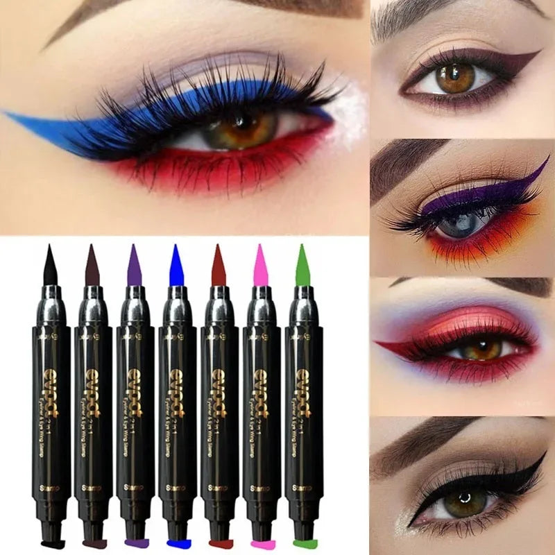 Winged Perfection: 2-in-1 Liquid Eyeliner with Double-Headed Stamp for Effortless Glam - AGTC