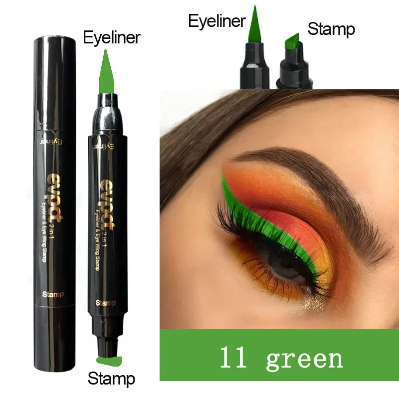 Winged Perfection: 2-in-1 Liquid Eyeliner with Double-Headed Stamp for Effortless Glam - AGTC