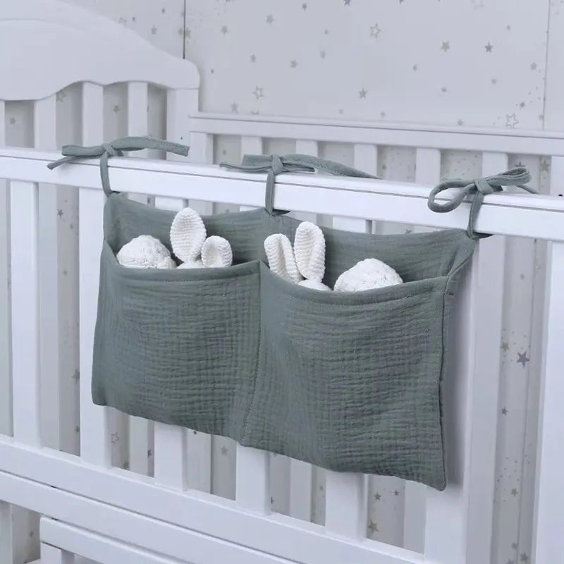 Clutter-Free Convenience: Baby Bedside Hanging Storage Bag - Double Layer Cotton Organizer with Pockets for Stroller, Diapers, Toys, Tissues, a Multipurpose Accessory. - AGTC