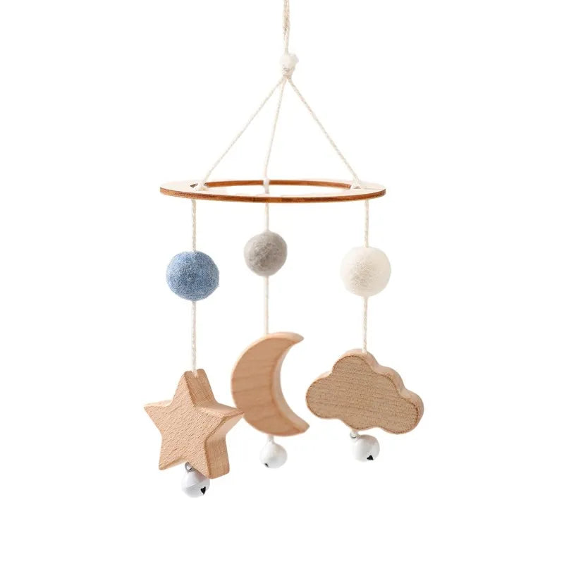 Musical Marvel: Baby Rattle Toy and Wooden Mobile for Crib Bed - Newborn Music Box, Bed Bell Hanging, Perfect Infant Crib Entertainment. - AGTC