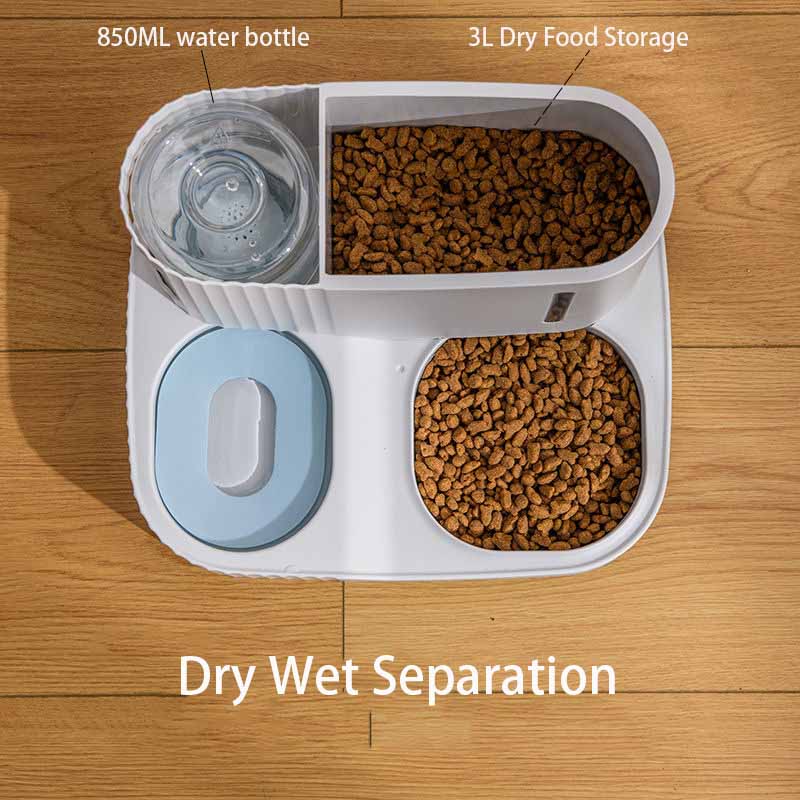 Automatic Pet Feeder Wet Dry Separation 3L Cat Food Bowl 850ML Water Bottle Large Capacity Dog Cat Food Dispenser Pet Supplies - AGTC