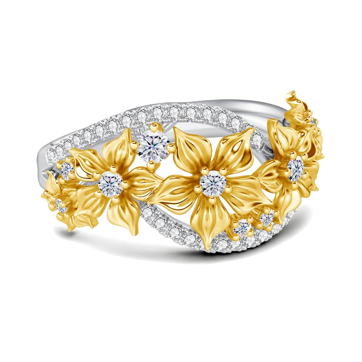 Unique Flower Moissanite Ring | Luxury Wedding Band | Women's Jewelry - AGTC