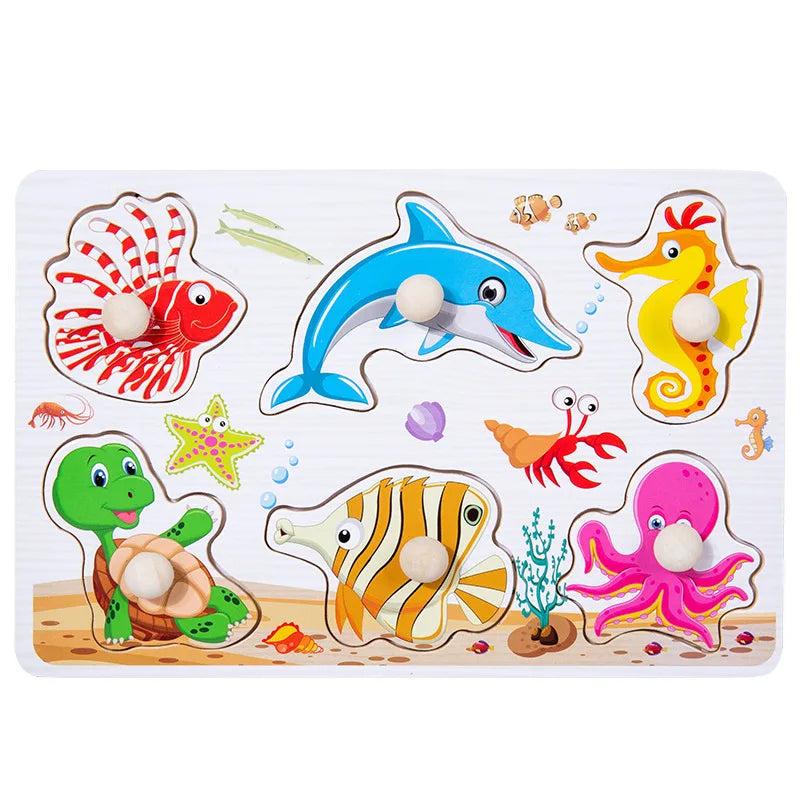 Fun Learning Adventure: Montessori Wooden Toys - Cartoon Animal Dinosaur Wood Puzzle for Baby's Early Education. Educational Jigsaw Fun for Children. - AGTC