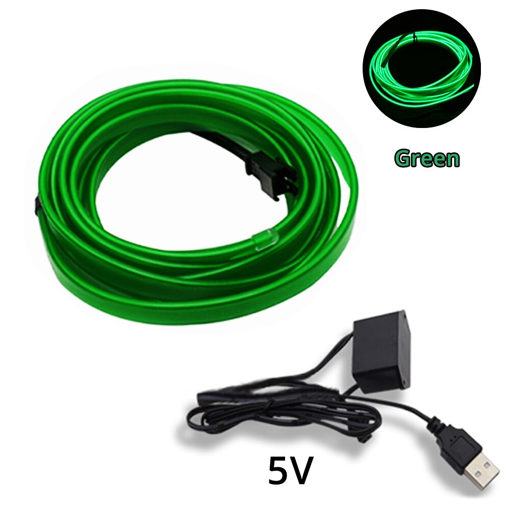 5M USB lamp Universal Car Interior Lighting LED Strip Decoration Garland Wire Rope Tube Line Flexible Neon Lights with USB Drive - AGTC