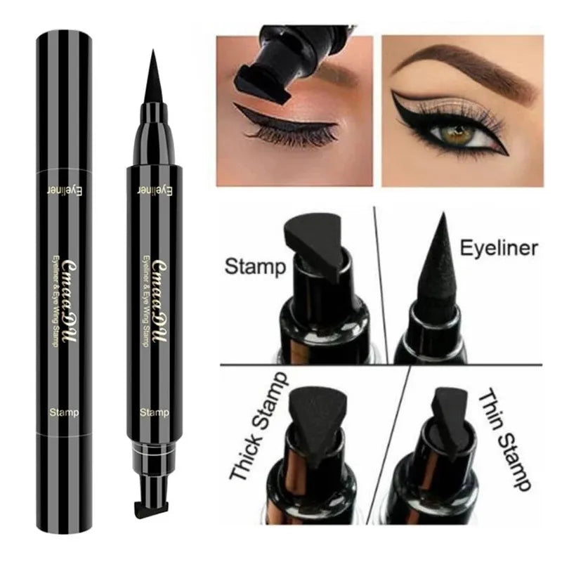 Winged Perfection: 2-in-1 Liquid Eyeliner with Double-Headed Stamp for Effortless Glam - AGTC