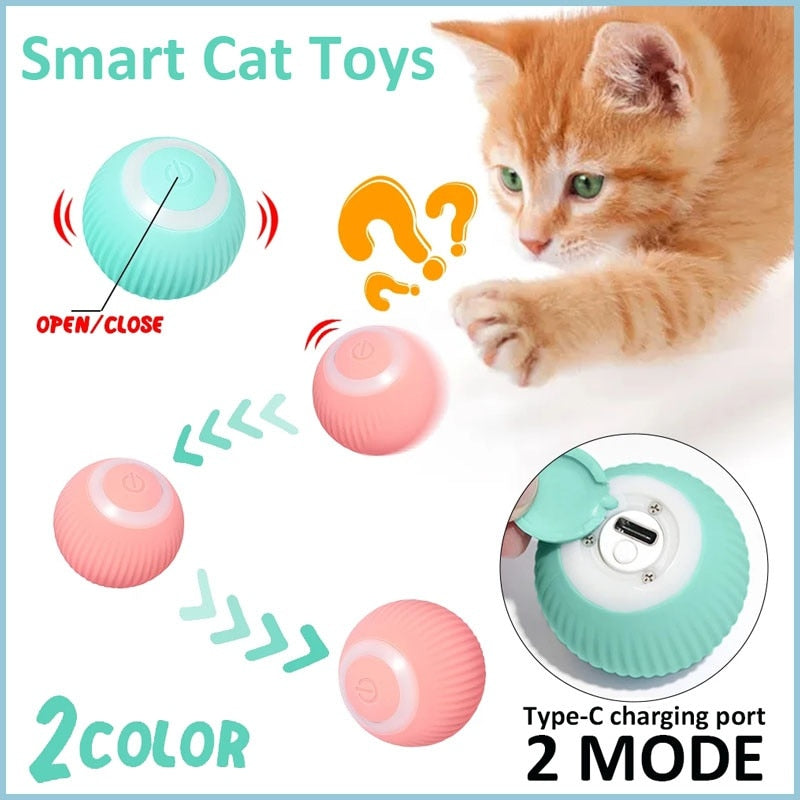 Smart Cat Toys Automatic Rolling Ball Electric Cat Toys Interactive For Cats Training Self-moving Kitten Toys Pet Accessories - AGTC
