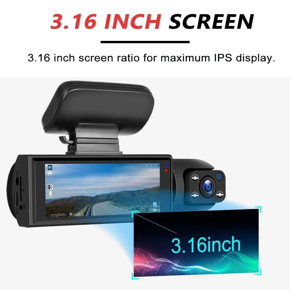 Car DVR Wide-angle 2-record High-definition Night Vision 1080P Driving Recorder - AGTC