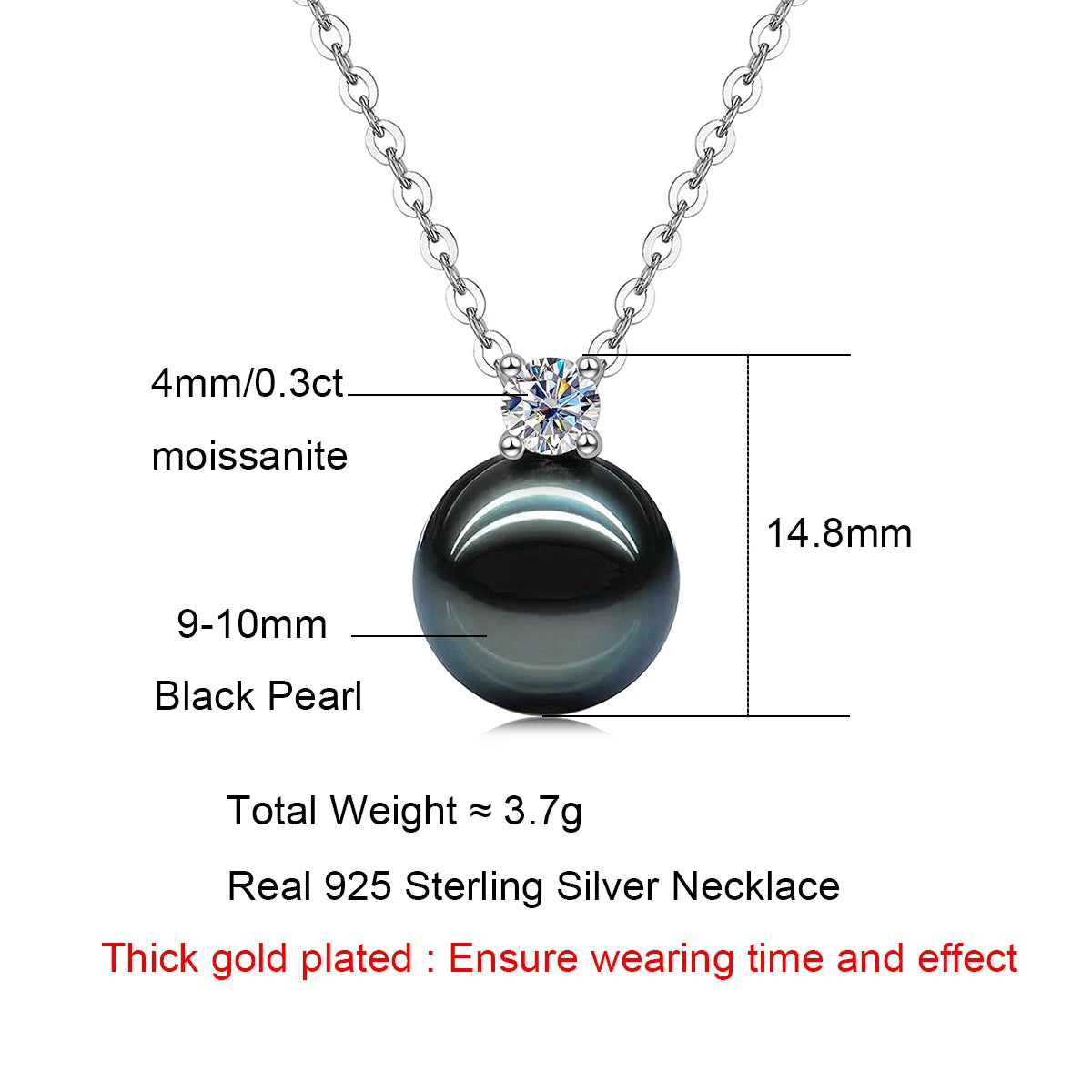 Certified Tahitian black pearl necklace