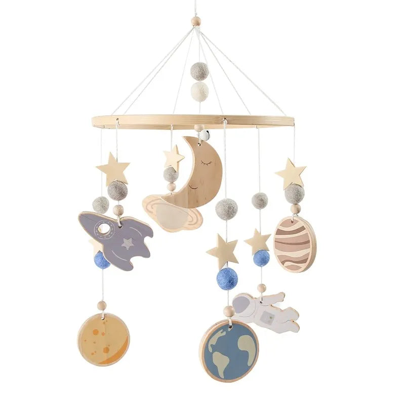 Musical Marvel: Baby Rattle Toy and Wooden Mobile for Crib Bed - Newborn Music Box, Bed Bell Hanging, Perfect Infant Crib Entertainment. - AGTC