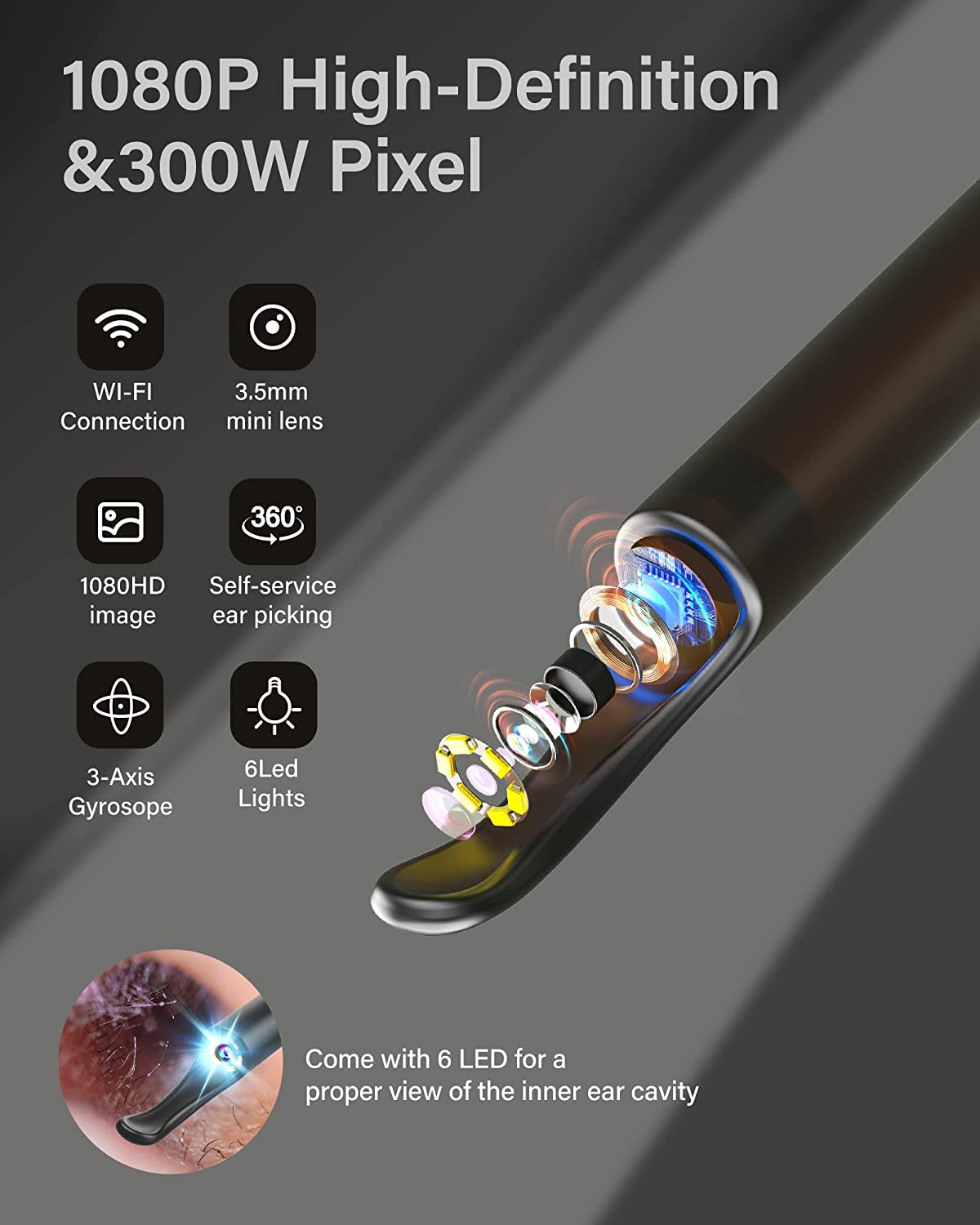 Xlife X0 Visual Earwax Remover - Safe and Effective Earwax Cleaning Tool with Camera - AGTC