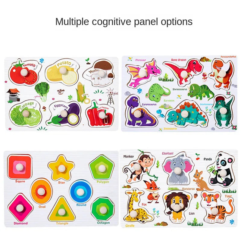 Fun Learning Adventure: Montessori Wooden Toys - Cartoon Animal Dinosaur Wood Puzzle for Baby's Early Education. Educational Jigsaw Fun for Children. - AGTC