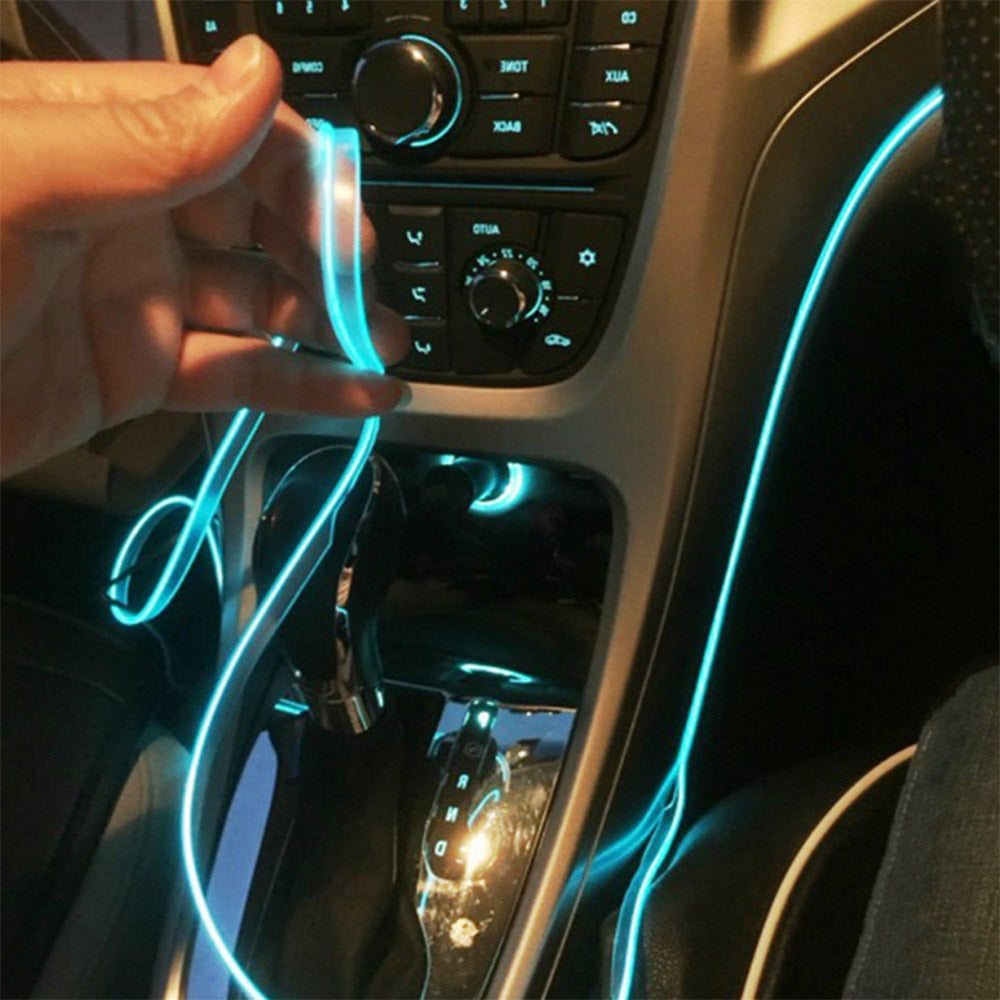 5M USB lamp Universal Car Interior Lighting LED Strip Decoration Garland Wire Rope Tube Line Flexible Neon Lights with USB Drive - AGTC