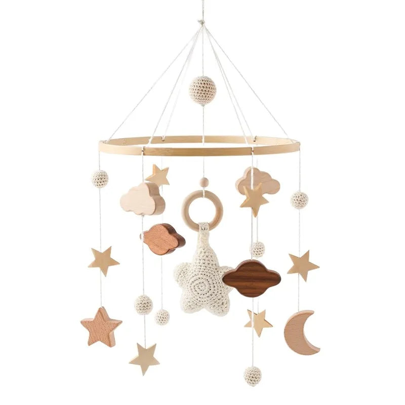 Musical Marvel: Baby Rattle Toy and Wooden Mobile for Crib Bed - Newborn Music Box, Bed Bell Hanging, Perfect Infant Crib Entertainment. - AGTC