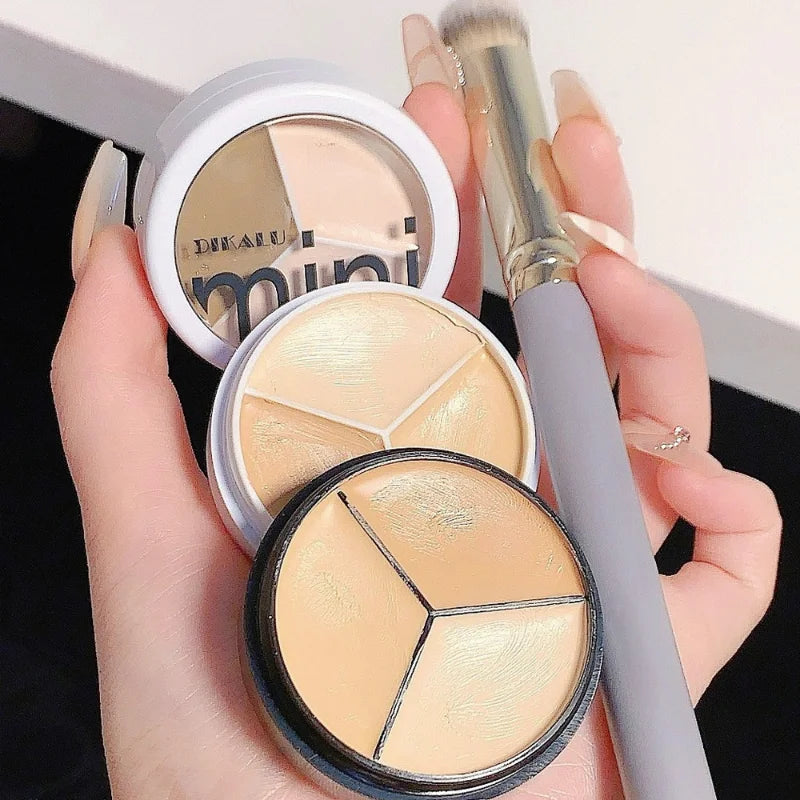 Flawless Coverage Trio: 3 Colors Concealer Cream Palette - Full Coverage for Acne, Dark Circles, and Contour - Elevate Your Korean Makeup Glam! - AGTC