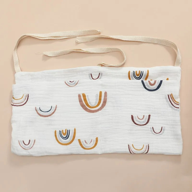 Clutter-Free Convenience: Baby Bedside Hanging Storage Bag - Double Layer Cotton Organizer with Pockets for Stroller, Diapers, Toys, Tissues, a Multipurpose Accessory. - AGTC