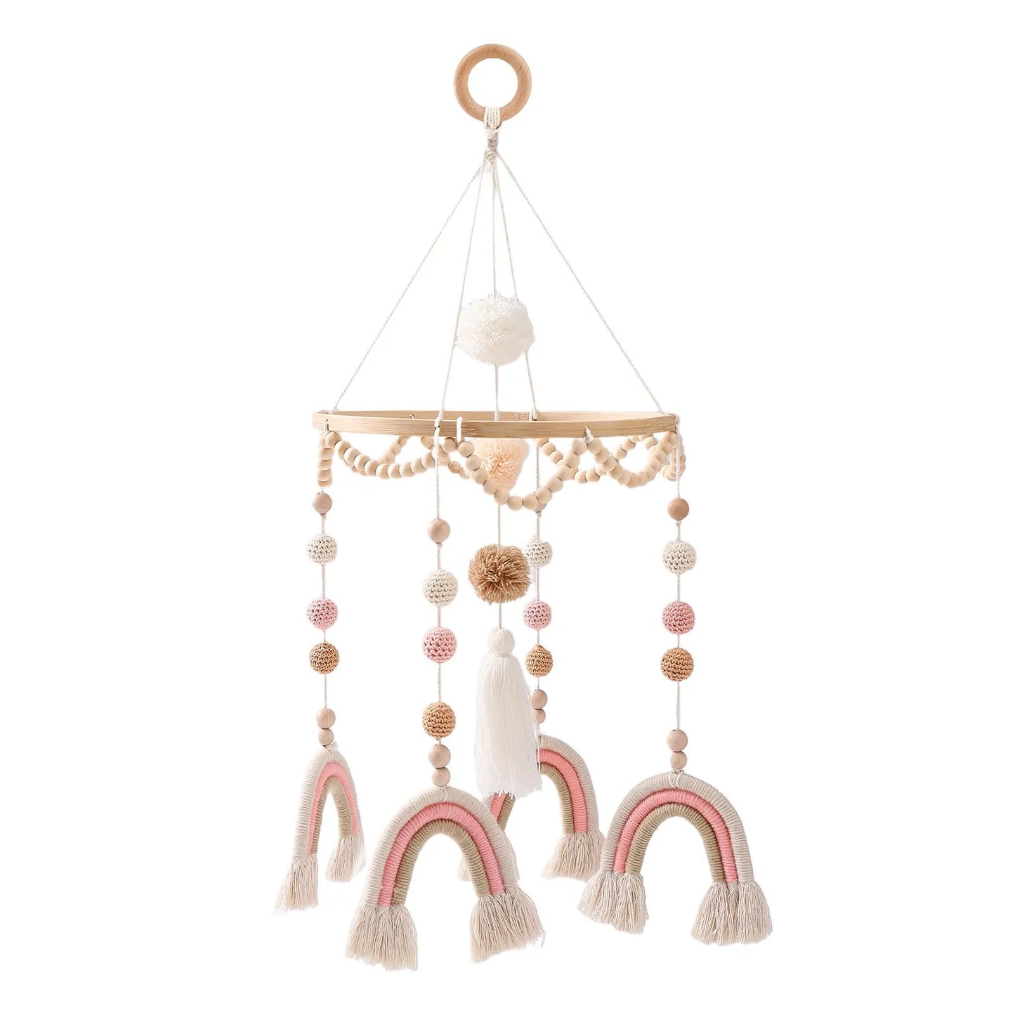 Musical Marvel: Baby Rattle Toy and Wooden Mobile for Crib Bed - Newborn Music Box, Bed Bell Hanging, Perfect Infant Crib Entertainment. - AGTC