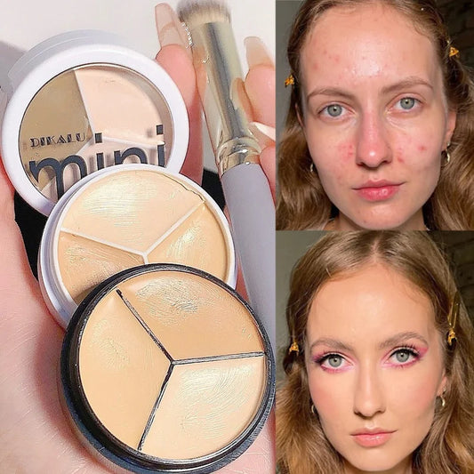 Flawless Coverage Trio: 3 Colors Concealer Cream Palette - Full Coverage for Acne, Dark Circles, and Contour - Elevate Your Korean Makeup Glam! - AGTC