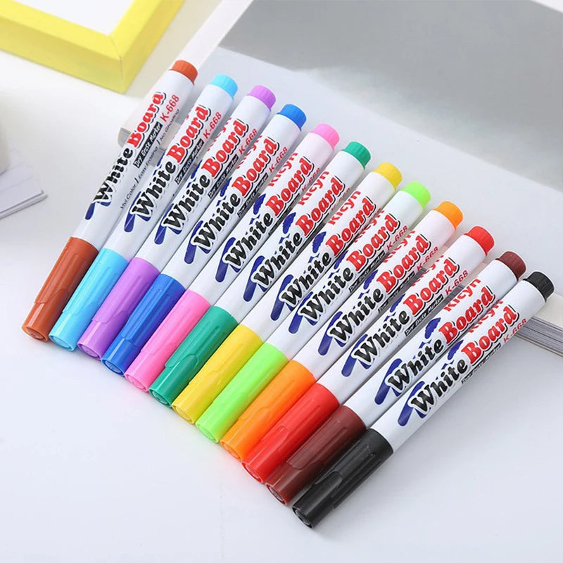 Floating ink pen creating colorful patterns