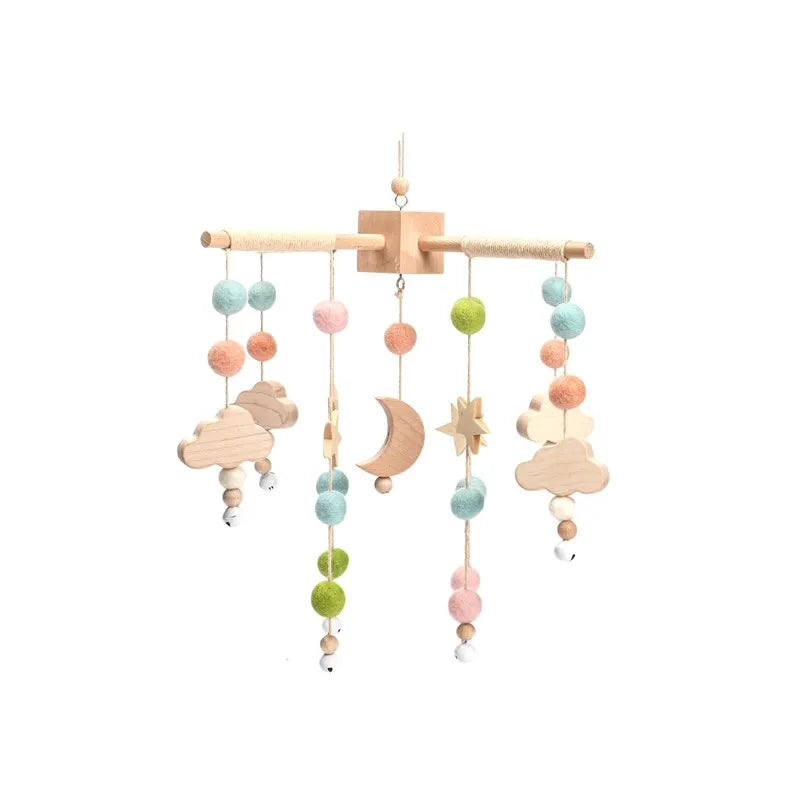 Musical Marvel: Baby Rattle Toy and Wooden Mobile for Crib Bed - Newborn Music Box, Bed Bell Hanging, Perfect Infant Crib Entertainment. - AGTC