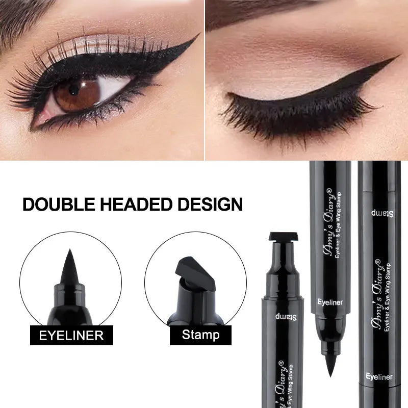 Winged Perfection: 2-in-1 Liquid Eyeliner with Double-Headed Stamp for Effortless Glam - AGTC