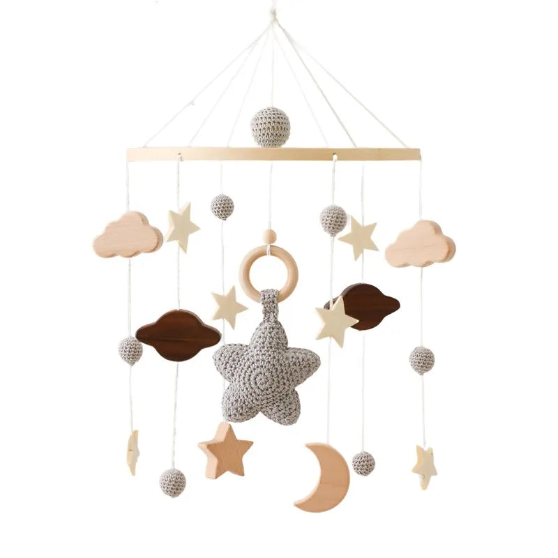 Musical Marvel: Baby Rattle Toy and Wooden Mobile for Crib Bed - Newborn Music Box, Bed Bell Hanging, Perfect Infant Crib Entertainment. - AGTC