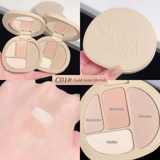 Sculpt & Glow: 4-Color Matte Bronzer/ highlighter Palette - Sweatproof 3D Face Contour - AGTC