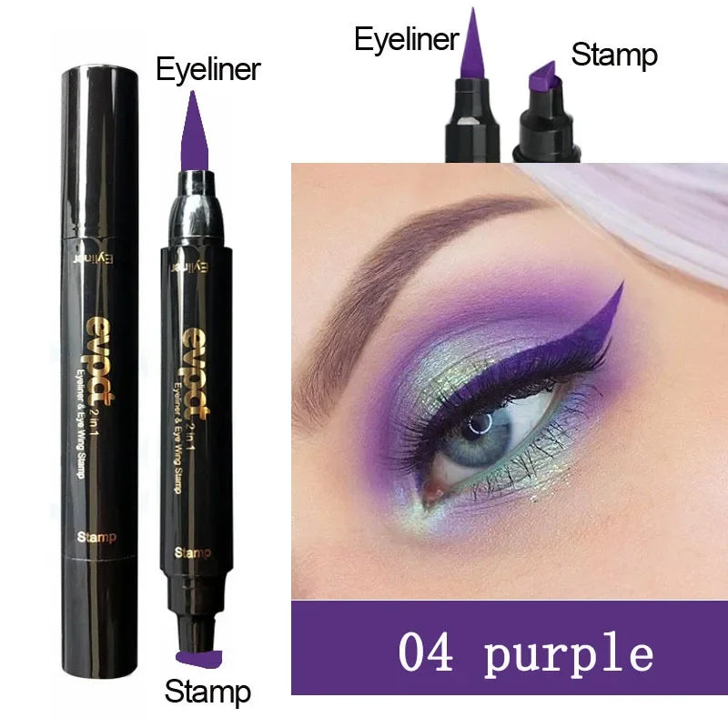 Winged Perfection: 2-in-1 Liquid Eyeliner with Double-Headed Stamp for Effortless Glam - AGTC