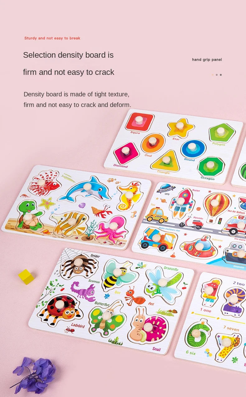 Fun Learning Adventure: Montessori Wooden Toys - Cartoon Animal Dinosaur Wood Puzzle for Baby's Early Education. Educational Jigsaw Fun for Children. - AGTC