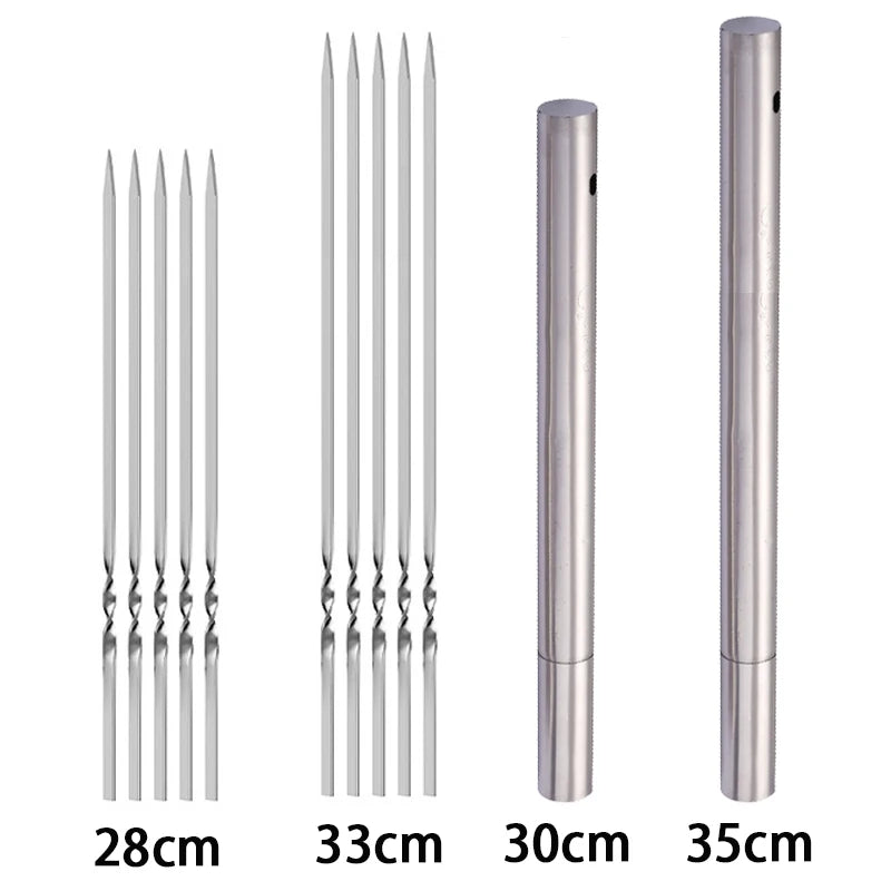 Stainless Steel BBQ Skewers - Reusable Kebab Iron Sticks - AGTC