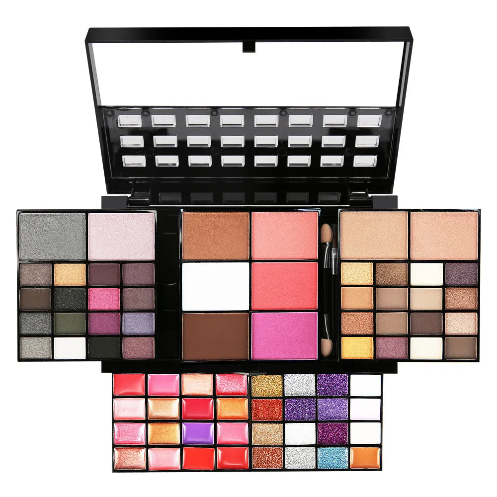 74-Color Makeup Set: Eyeshadow & Lip Gloss Combo - AGTC