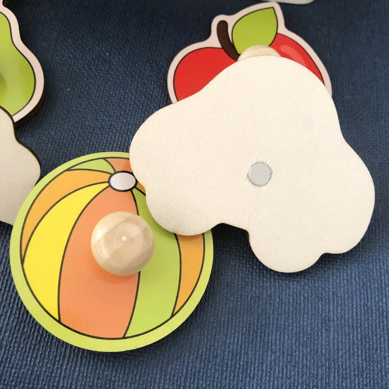 Discover & Learn: Montessori Wooden Puzzle Hand Grab Boards - Engaging Jigsaw with Cartoon Vehicles and Animals for Early Education in Children. - AGTC