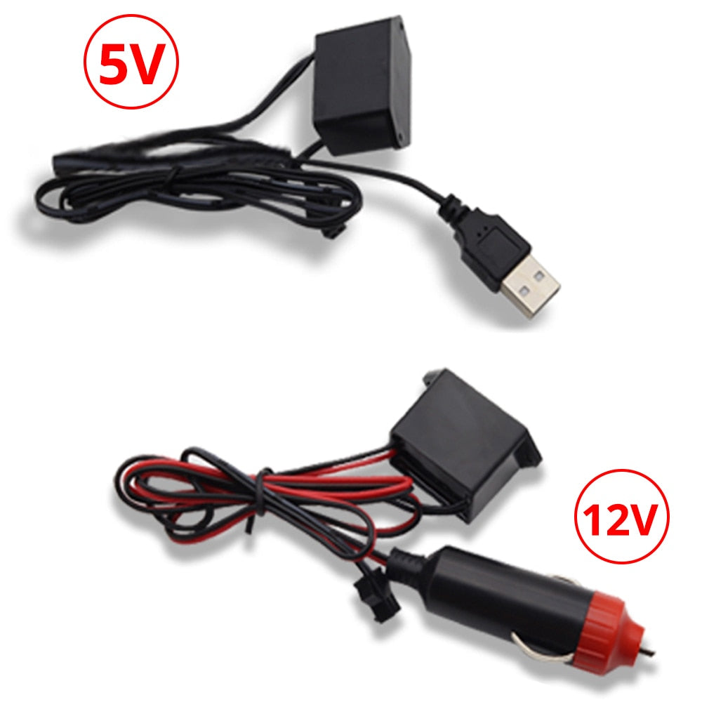 5M USB lamp Universal Car Interior Lighting LED Strip Decoration Garland Wire Rope Tube Line Flexible Neon Lights with USB Drive - AGTC