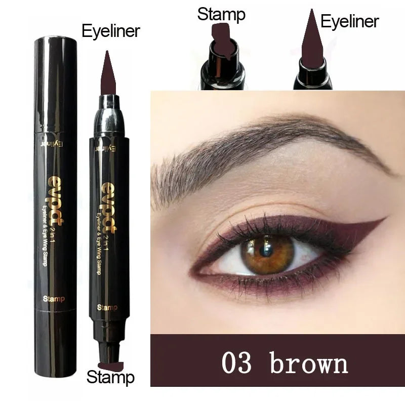 Winged Perfection: 2-in-1 Liquid Eyeliner with Double-Headed Stamp for Effortless Glam - AGTC