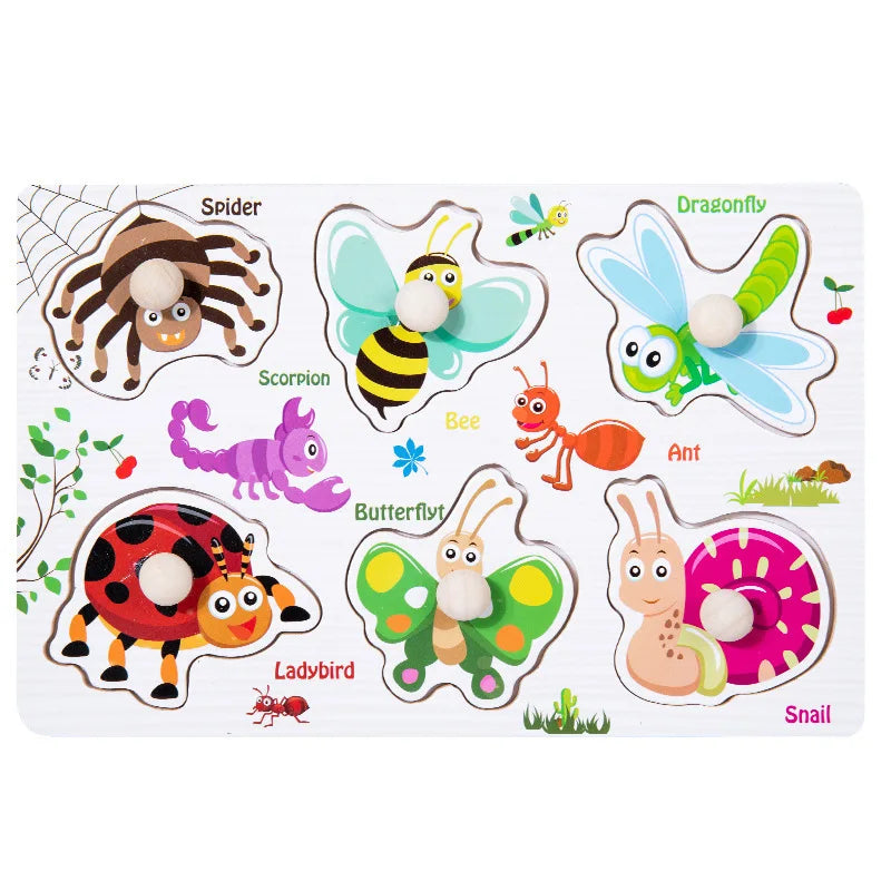 Fun Learning Adventure: Montessori Wooden Toys - Cartoon Animal Dinosaur Wood Puzzle for Baby's Early Education. Educational Jigsaw Fun for Children. - AGTC