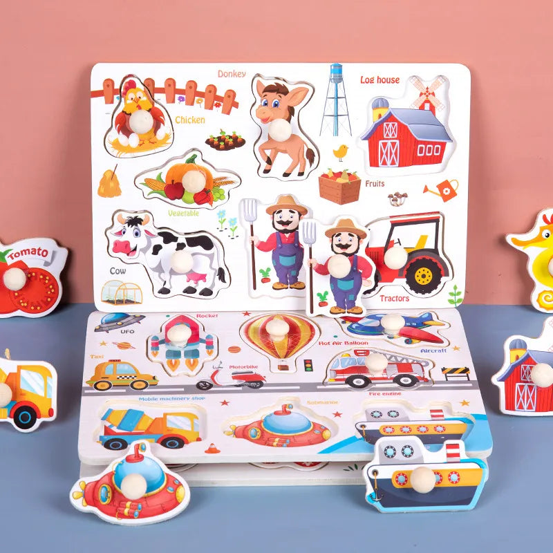 Fun Learning Adventure: Montessori Wooden Toys - Cartoon Animal Dinosaur Wood Puzzle for Baby's Early Education. Educational Jigsaw Fun for Children. - AGTC