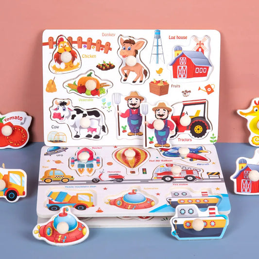 Fun Learning Adventure: Montessori Wooden Toys - Cartoon Animal Dinosaur Wood Puzzle for Baby's Early Education. Educational Jigsaw Fun for Children. - AGTC