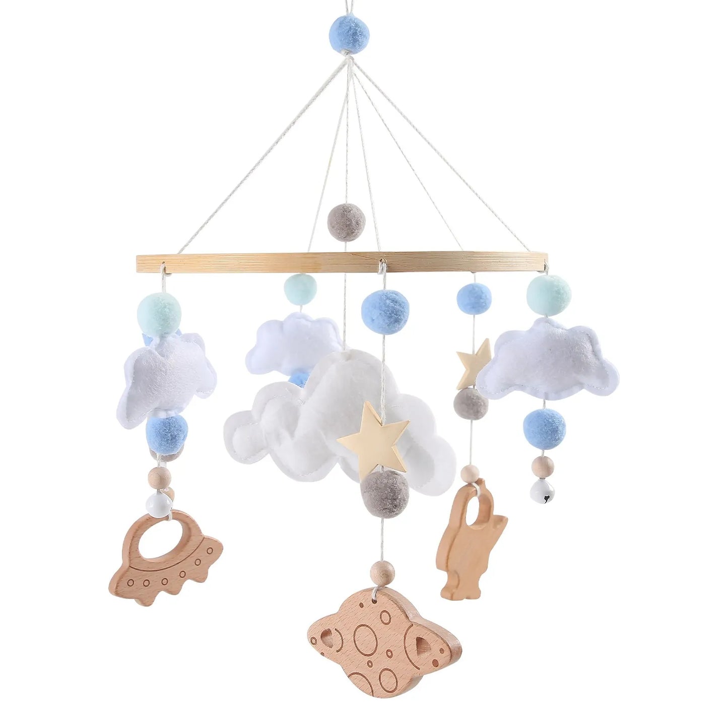 Musical Marvel: Baby Rattle Toy and Wooden Mobile for Crib Bed - Newborn Music Box, Bed Bell Hanging, Perfect Infant Crib Entertainment. - AGTC