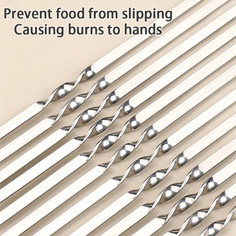 Stainless Steel BBQ Skewers - Reusable Kebab Iron Sticks - AGTC