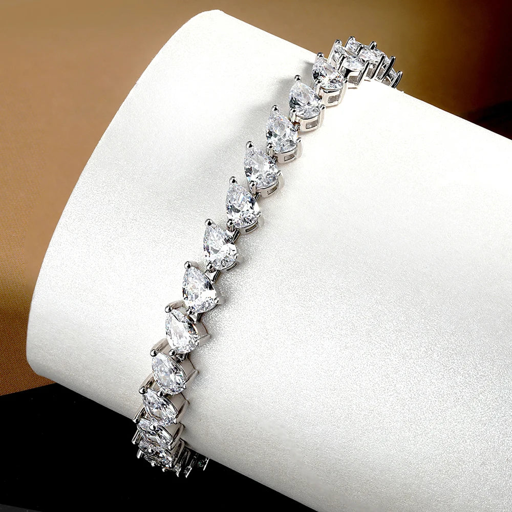 Pear Cut Moissanite Tennis Bracelet