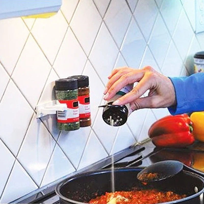 Kitchen Bliss: Spice Rack Organizer with 1/2/3/4 Layers - Wall or Cabinet Door Hanging, Complete with Clip Hooks Set for Neat Spice Jar Storage. Essential Kitchen Accessories! - AGTC