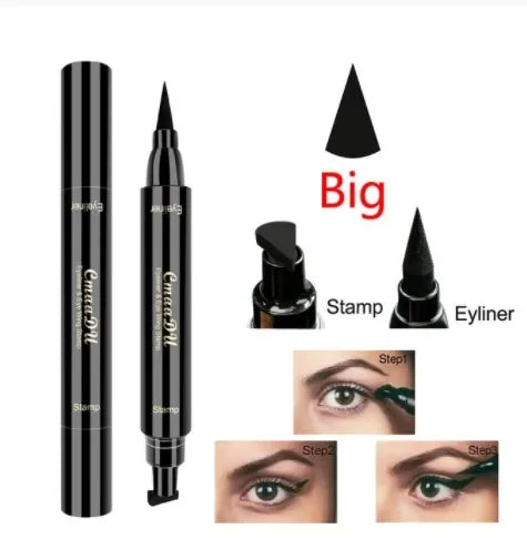 Winged Perfection: 2-in-1 Liquid Eyeliner with Double-Headed Stamp for Effortless Glam - AGTC