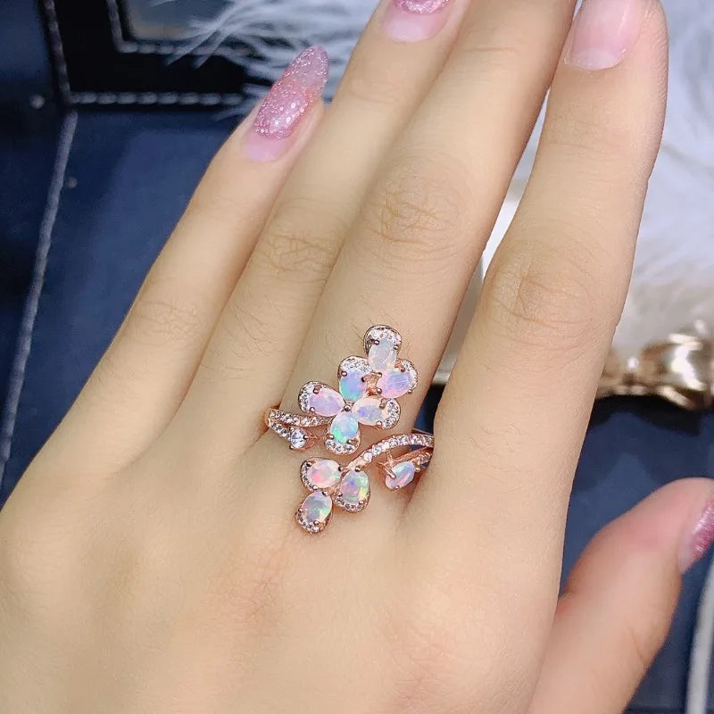 Handcrafted 925 Silver Ring with Opal