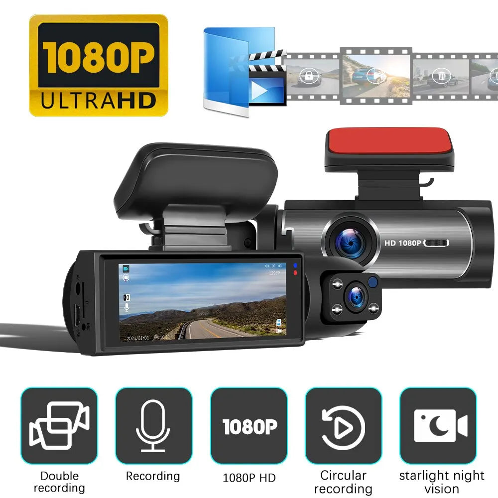 Car DVR Wide-angle 2-record High-definition Night Vision 1080P Driving Recorder - AGTC