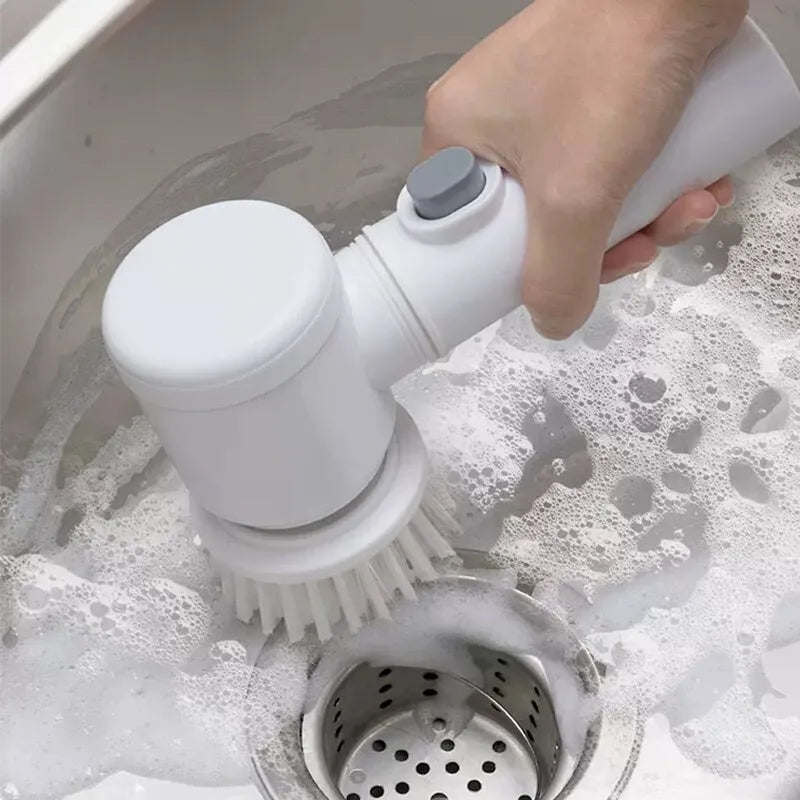 Brush in Action: “Multi-functional Electric Cleaning Brush in use.”