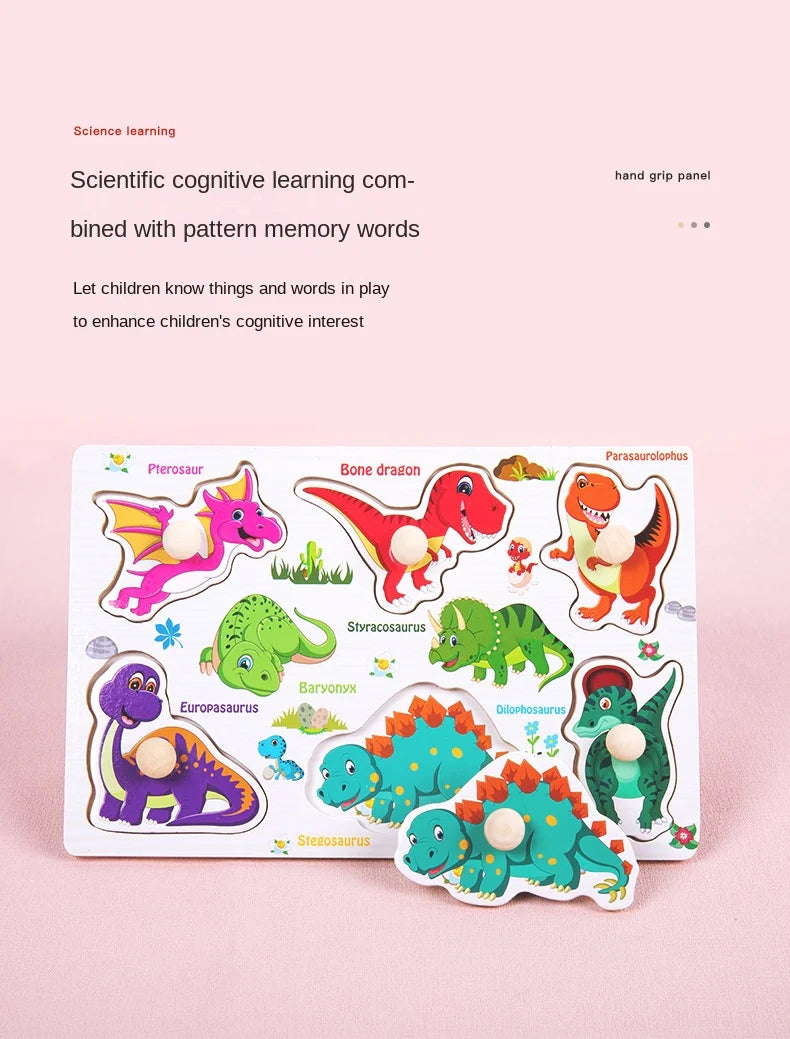 Fun Learning Adventure: Montessori Wooden Toys - Cartoon Animal Dinosaur Wood Puzzle for Baby's Early Education. Educational Jigsaw Fun for Children. - AGTC