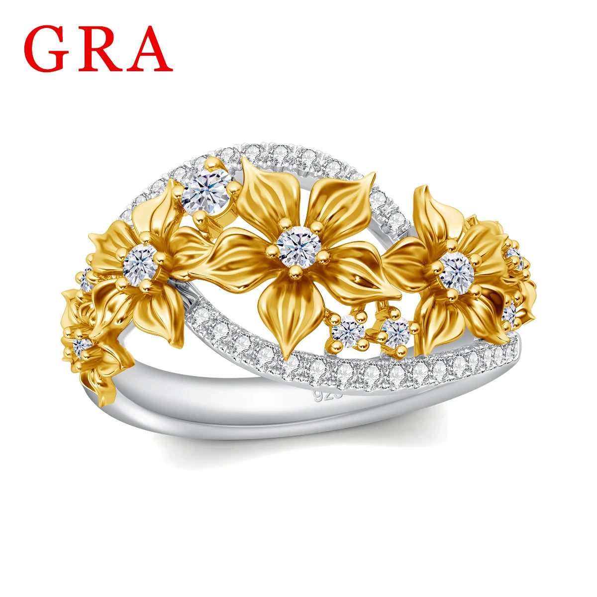 Unique Flower Moissanite Ring | Luxury Wedding Band | Women's Jewelry - AGTC